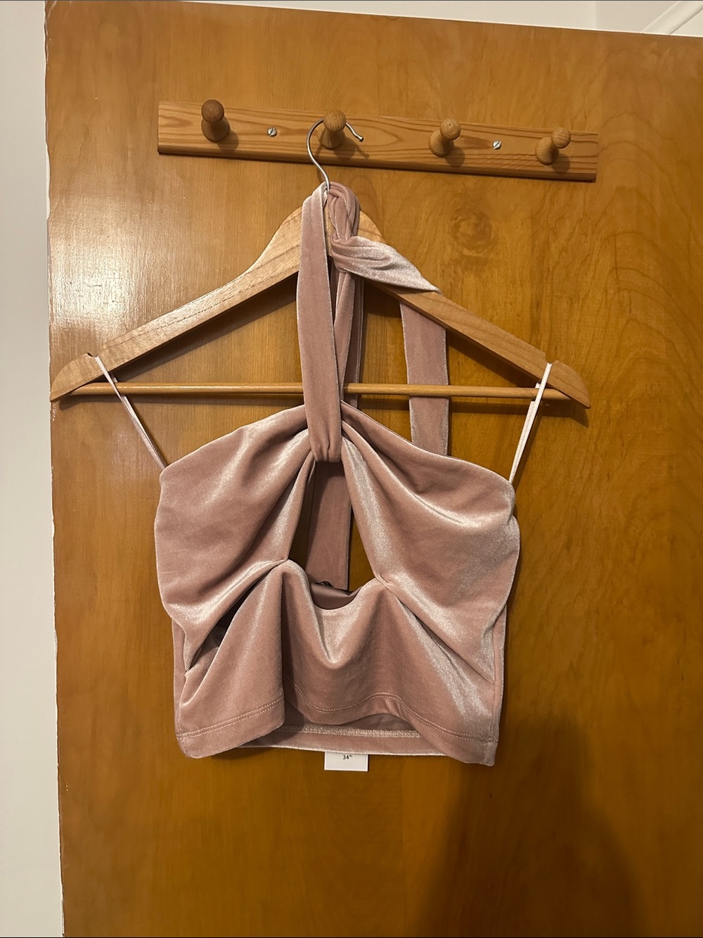 Dynamite Dusty Rose Velvet Halter Crop Top